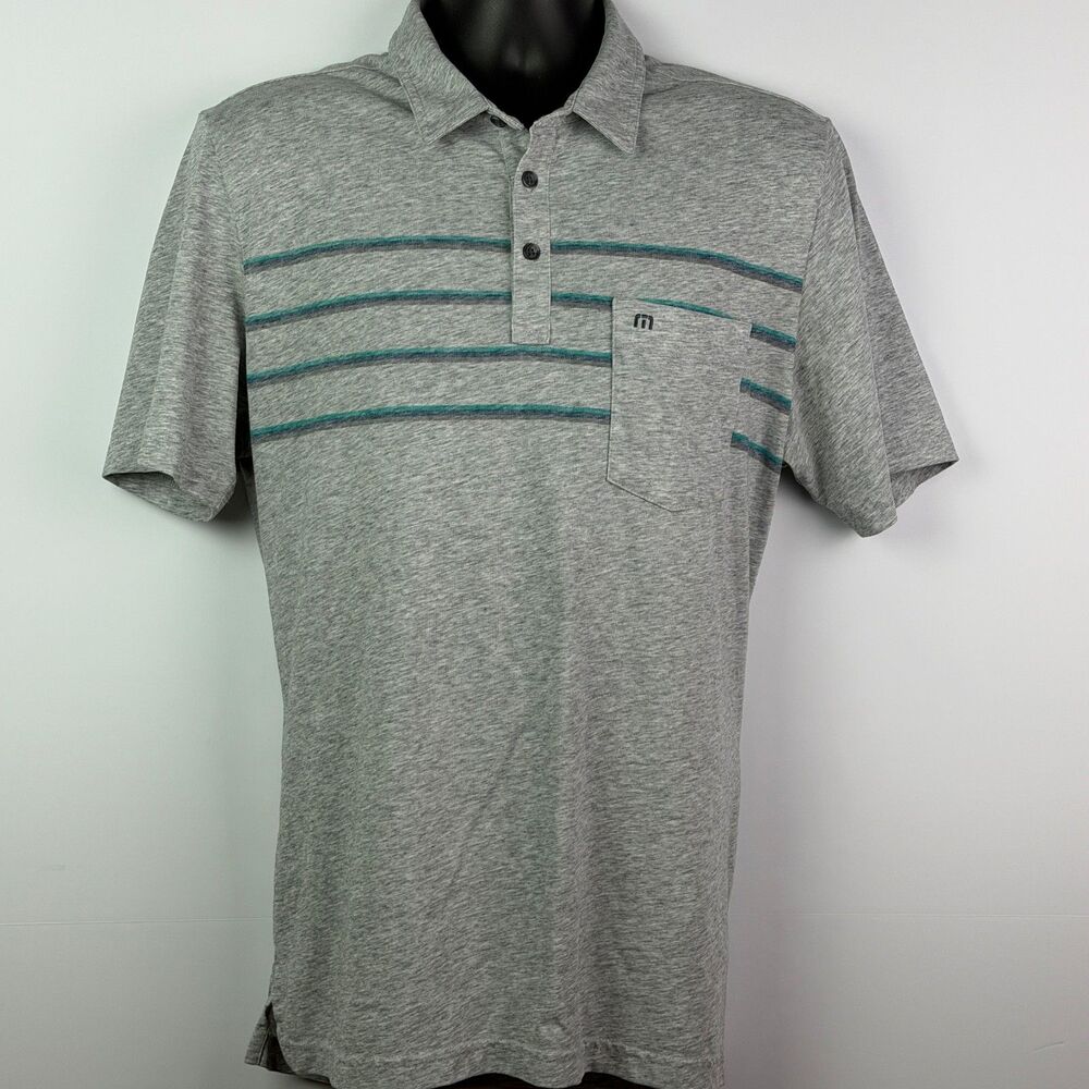 TravisMathew Gray Striped Polo Shirt Large Casual Golf - Picture 6 of 11